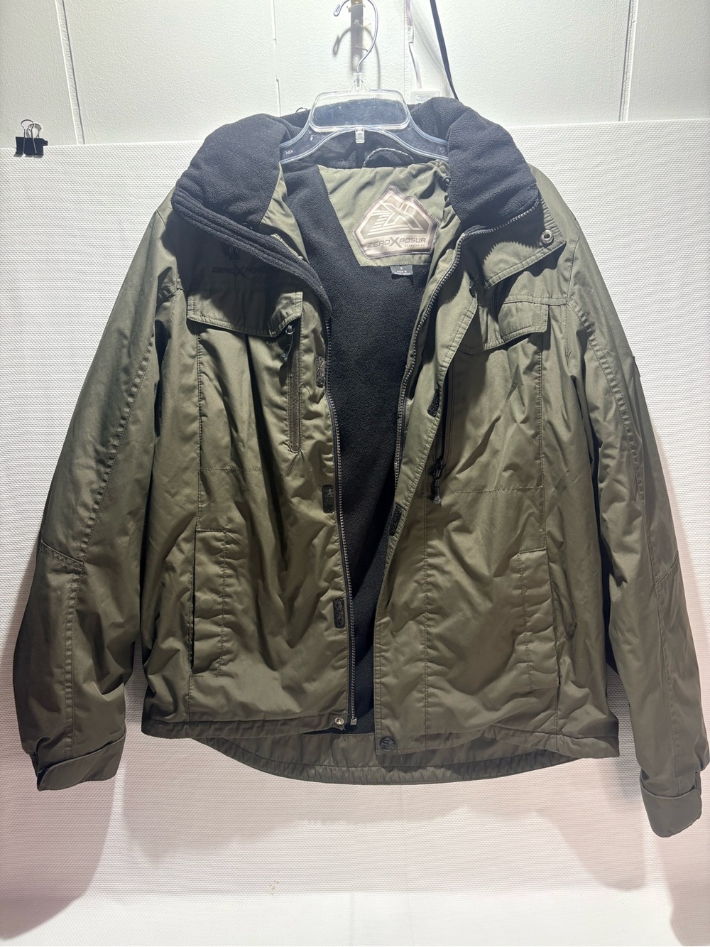 ZeroXposur Men's Olive Green Field Jacket with Black Fleece Lining
